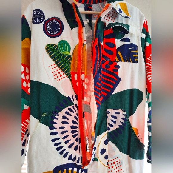 One of a Kind Jumpsuit Handmade Funky Large Floral Print L/XL - Picture 3 of 5